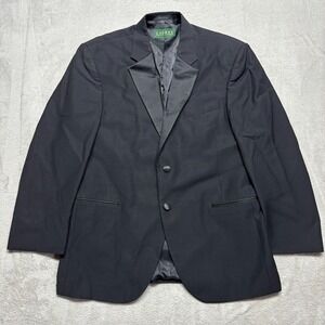 Lauren Ralph Lauren Tuxedo Jacket Men 40S Black Blazer Wool‎ Super 100's EUC